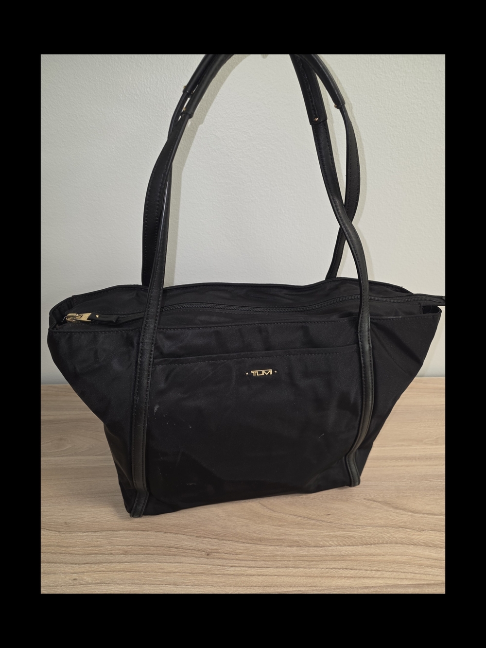 Tumi Voyageur Black Nylon Tote with Gold Accent Logo